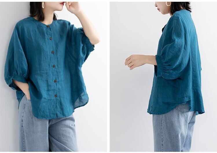 벌룬 소매가 돋보이는 빈티지 여성 셔츠