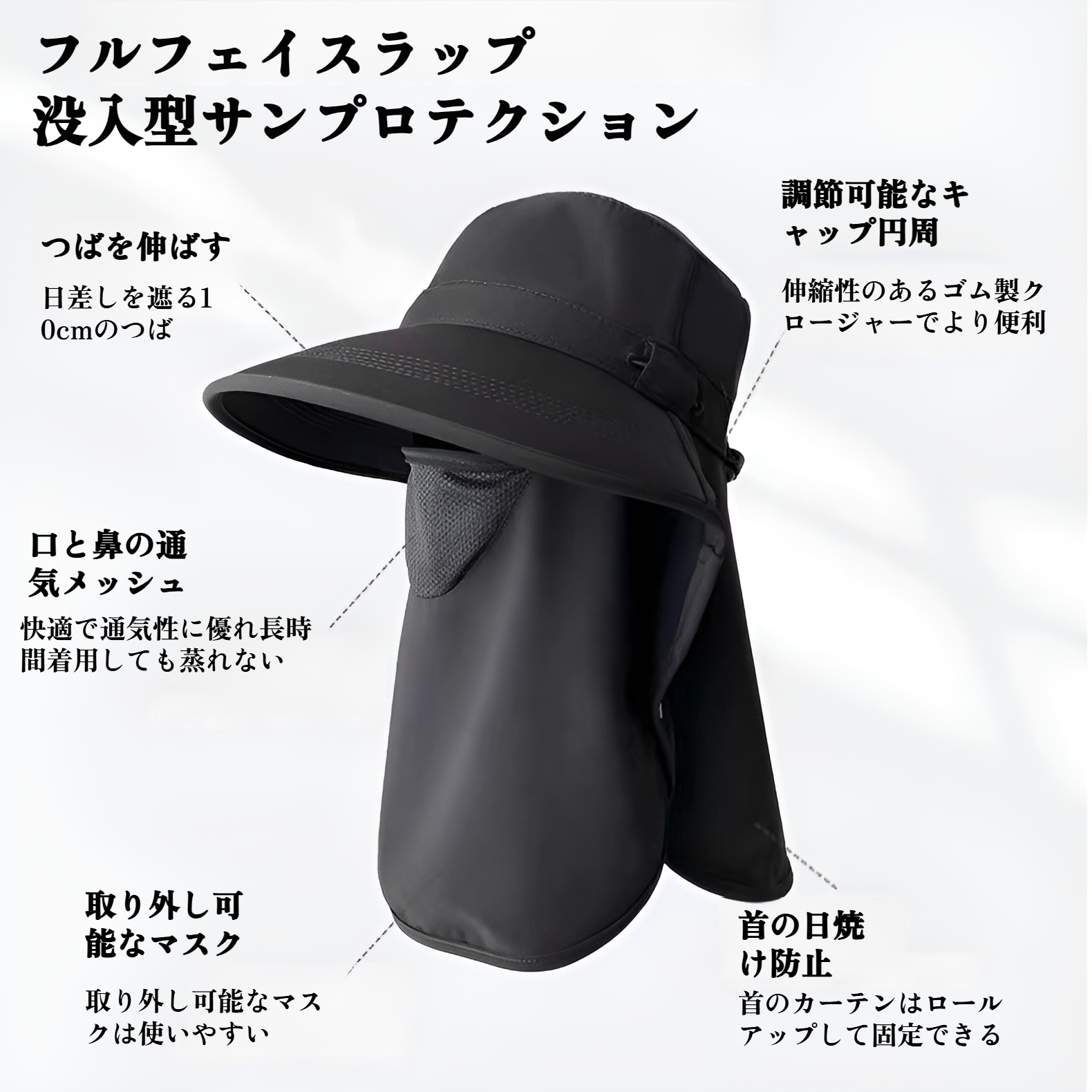 UVカット帽子 レディース ハット フェイスカバー 日除けマスク 帽子 紫外線対策 フェイスガード 息苦しくない UVカットマスク 日焼け防止マスク uvカット アウトドア スポーツ バイク キャンプ
