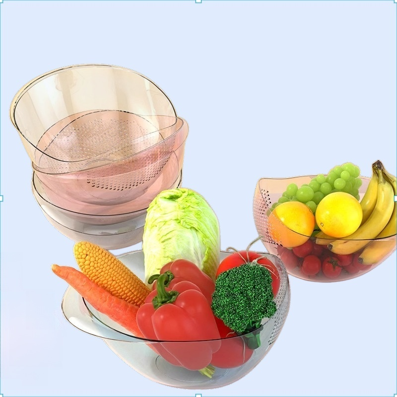 プラスチック製のキッチン米洗い道具米洗いふるい米洗い桶水切りかご家庭用ハンドル付き野菜と果物洗い桶