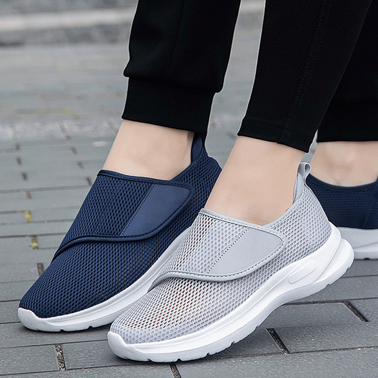 メッシュ製簡単着脱ベルクロ開閉ウォーキングシューズ