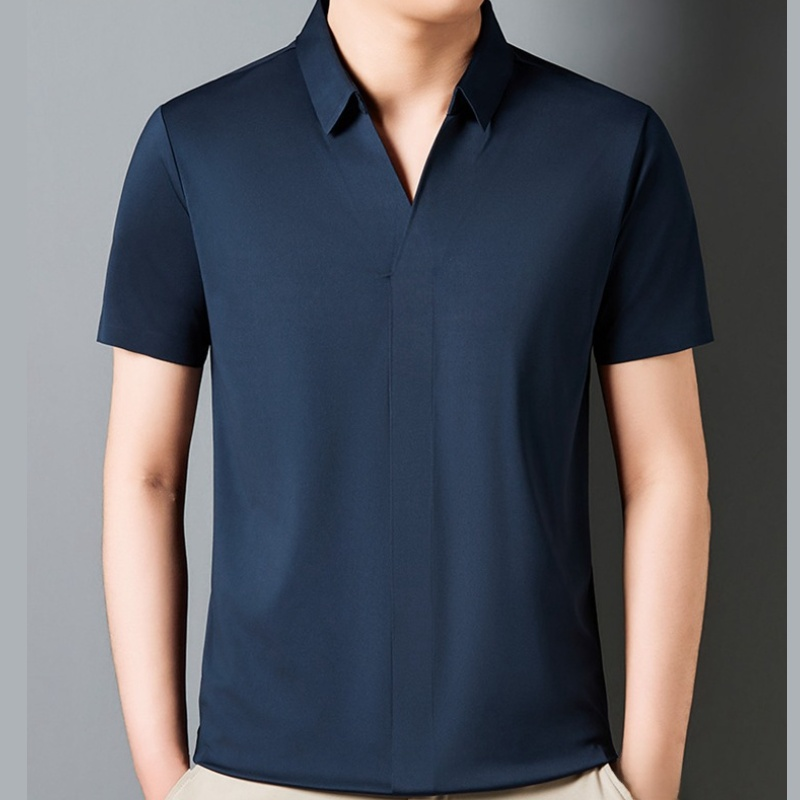 アイスシルク夏用ビジネスカジュアルVネック半袖Tシャツ（メンズ）