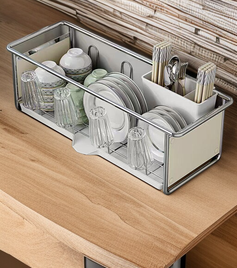 Multi-functional dish drying rack with removable drip tray