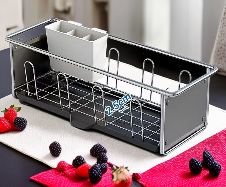 Compact dish drainer rack for small kitchens