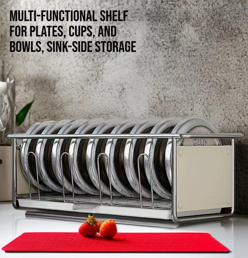 Stainless steel kitchen dish drain rack for plates and bowls