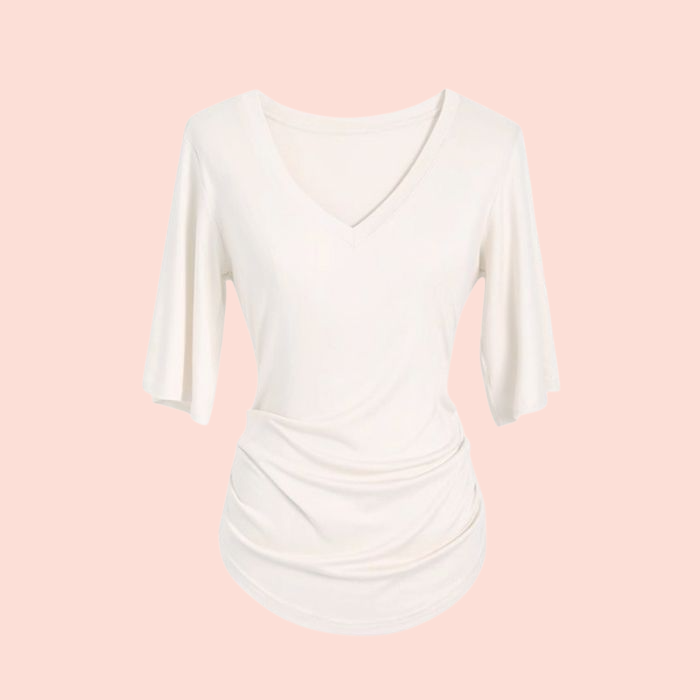 ブラック通勤ファッション ドルマンスリーブTシャツ