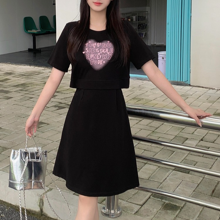 [날씬해 보임] 페이크 투피스 원피스