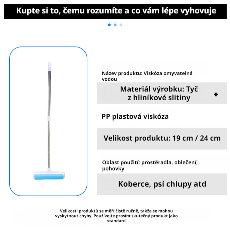 Dlouhá omyvatelná válečková metla na prach pro domácí podlahy