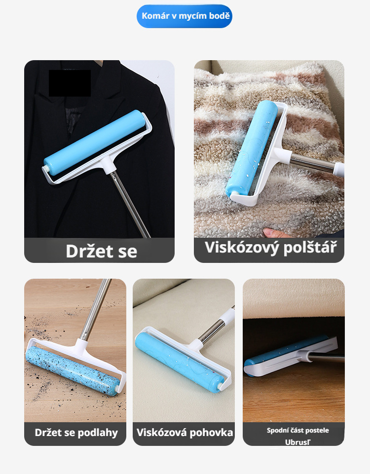 Válečková štětka na prach vhodná pro různé typy podlah