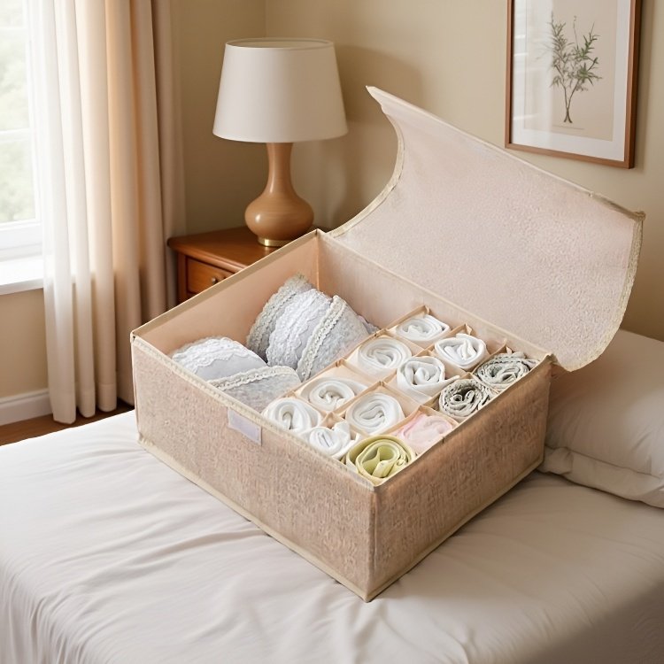 Organizér na spodní prádlo, ponožky a podprsenky z bavlny a lnu