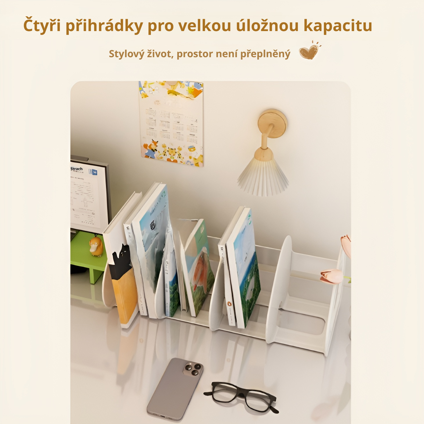 Stolní organizér na knihy a časopisy