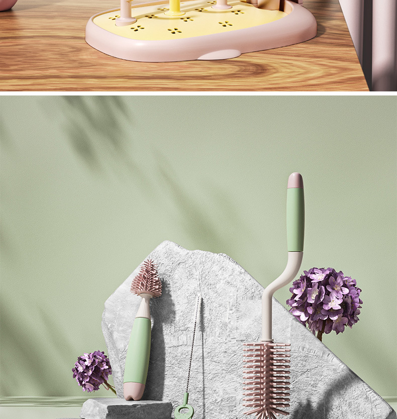 キッチンに置いたベビー水切りラック使用例