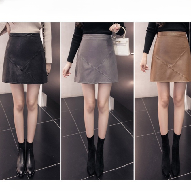 【ファッションミニスカート】Aライン 柔らか 着回し トレンド レザー 美シルエット美脚 ソフト革