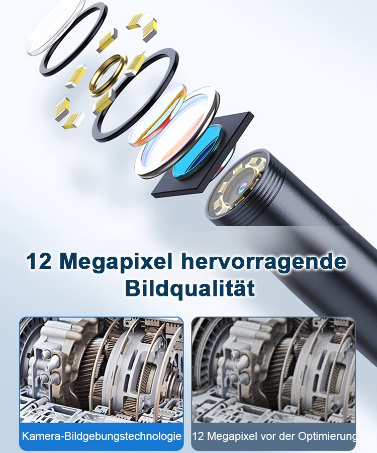 Industrieller verstellbarer Smartphone-Endoskop mit 8 LED-Lichtern und HD-Auflösung