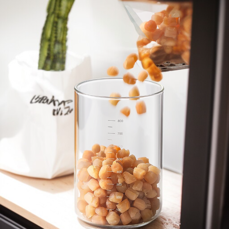 LISSA 保存容器 密閉 コーヒー豆 パスタ入れ プッシュ式密封瓶高ホウケイ酸ガラス保存瓶キッチン乾物砂糖保存瓶ボックス食品グレード