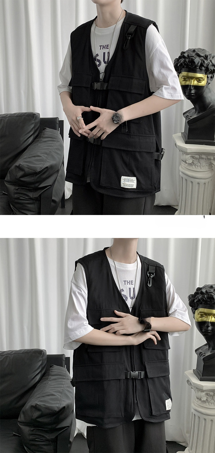 男性向け機能性キャンバスベストの着用イメージ