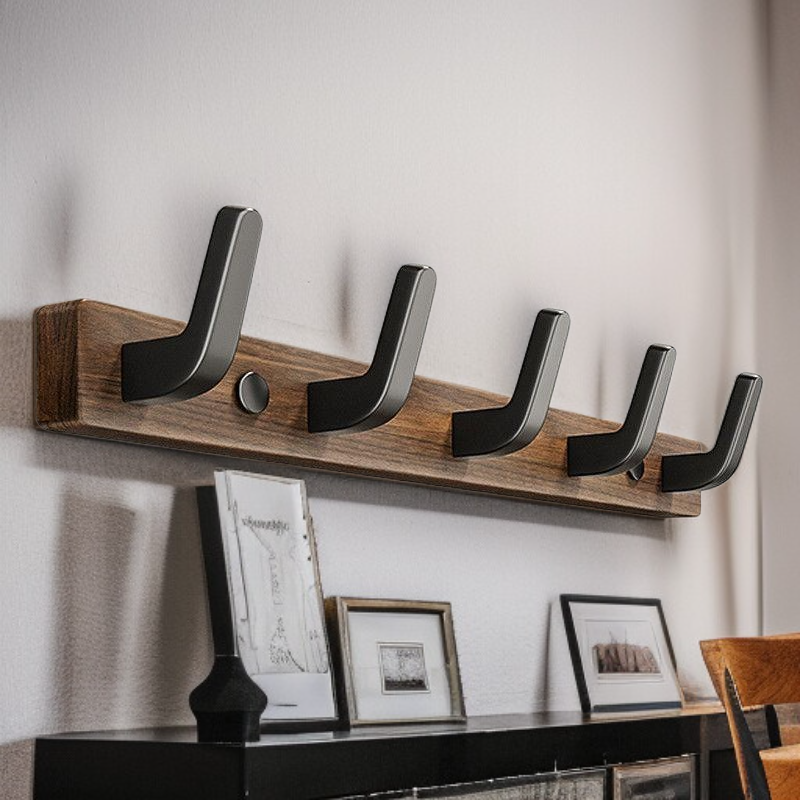 Punch-free clothes hanger behind the entrance door