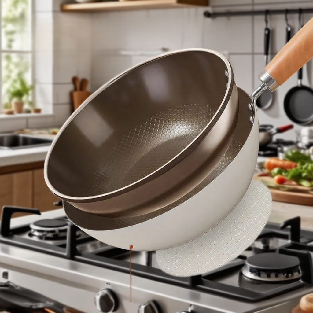 チタンクリスタルスノーフレーク磁器ノンスティックフライパン