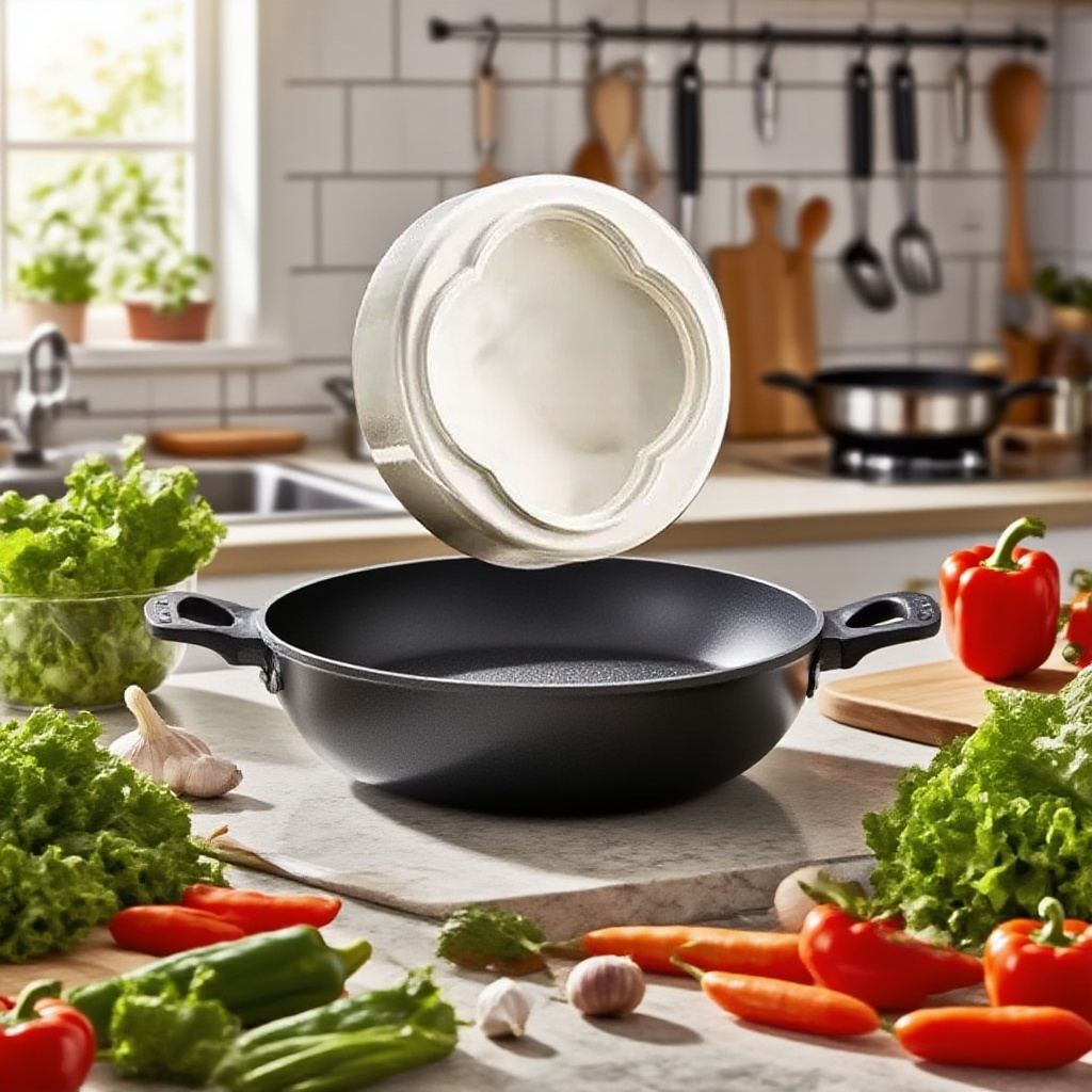 チタンクリスタルスノーフレーク磁器ノンスティックフライパン