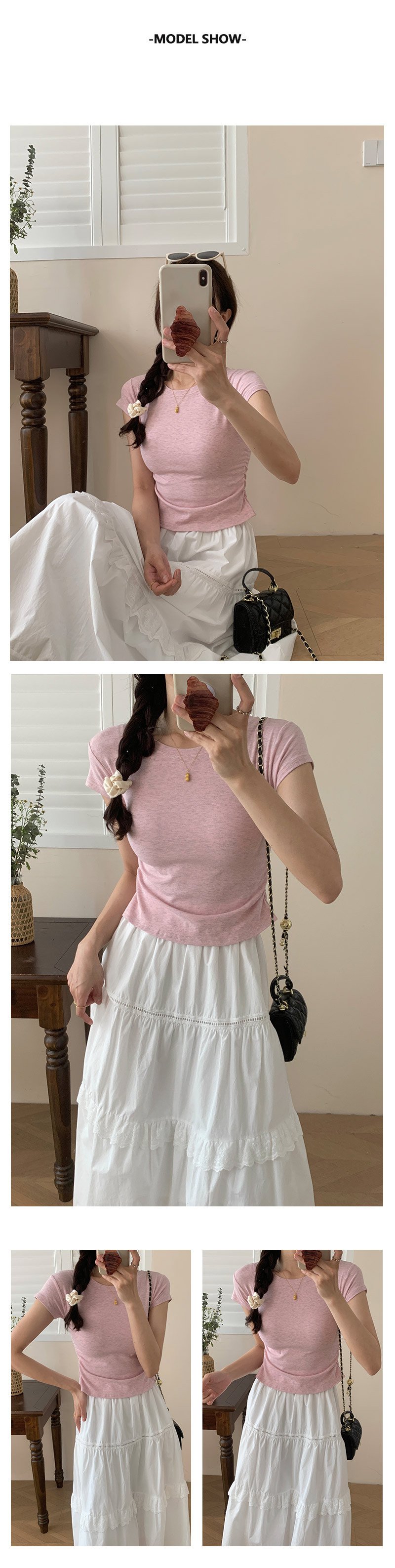 女性用スタイリッシュなラウンドネックシャツ