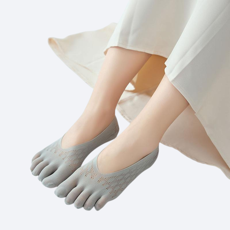レディース超薄型メッシュ通気五指ソックス