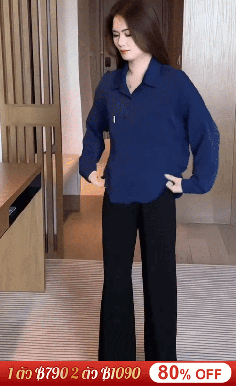 เสื้อเชิ้ตแฟชั่นสไตล์เกาหลีลดอายุ