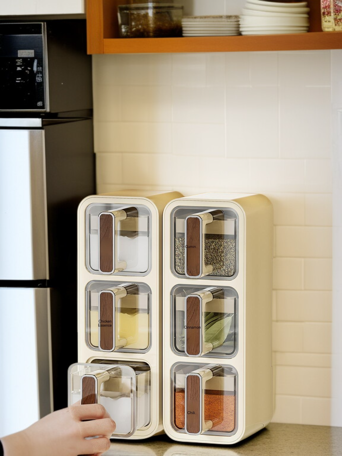 Modern wall-mounted seasoning box with multi-grid design
