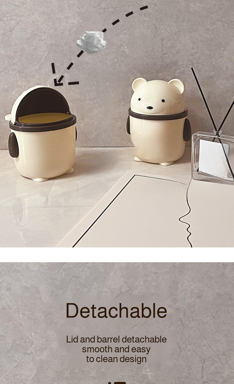 Top view of cream desktop organizer with pens and notes