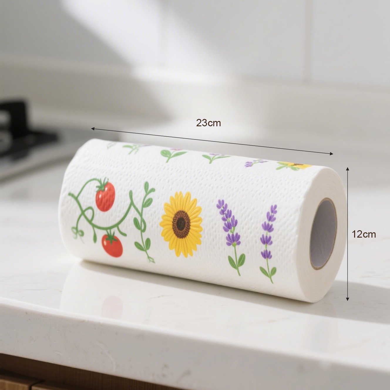 キッチンで使われているカラフルなキッチンペーパー