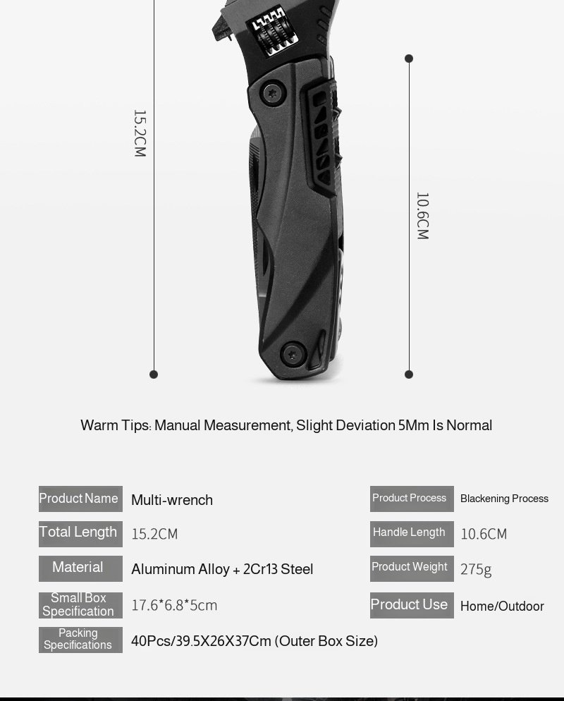 Easy-to-use adjustable wrench for camping equipment