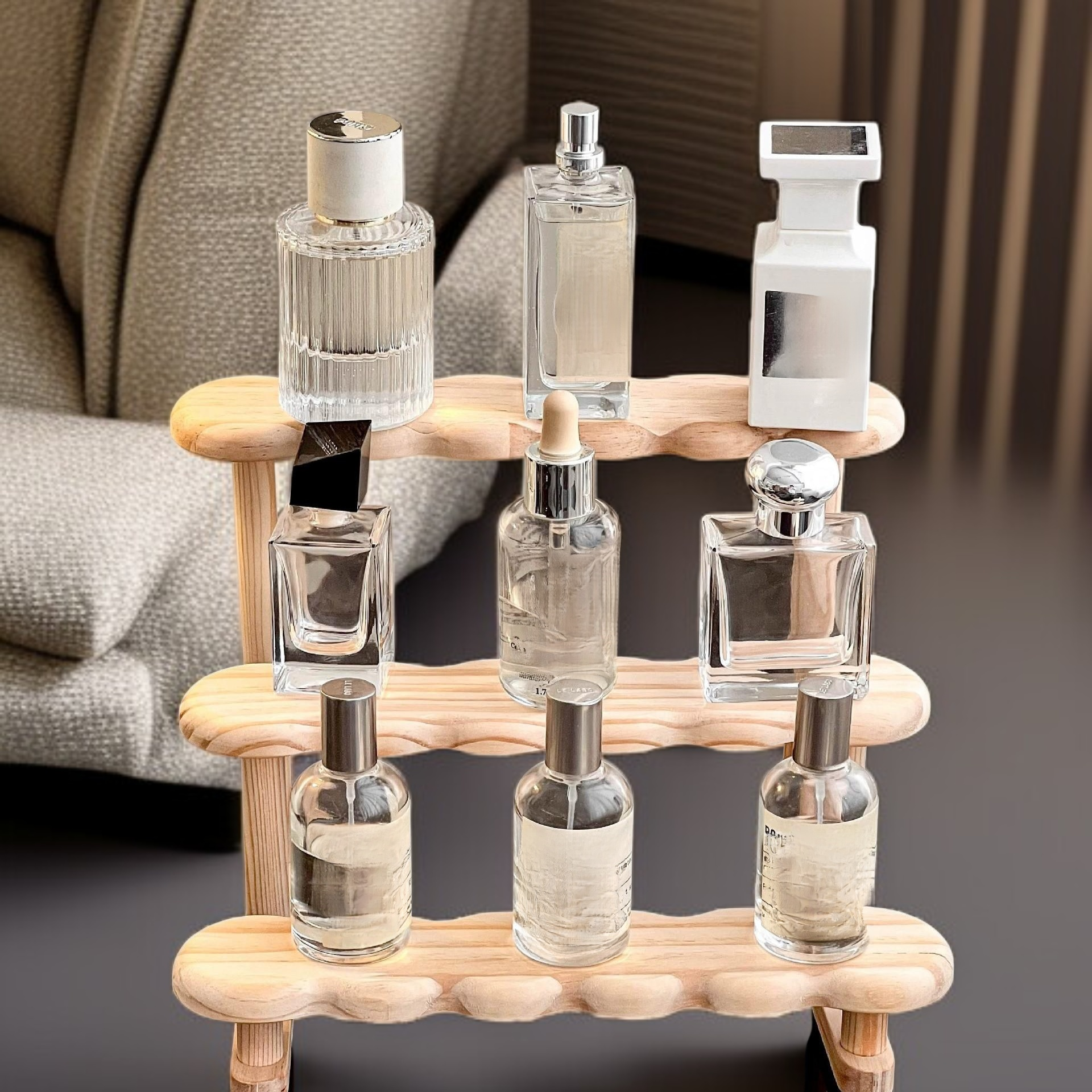 데스크탑 향수 사다리 선반 견고한 원목 수납 선반