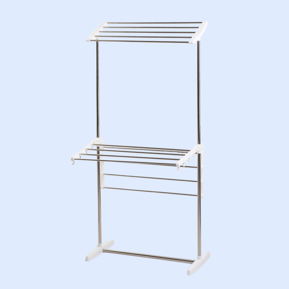 이중 구조 이동식 스탠드 빨래건조대 겸 수건걸이