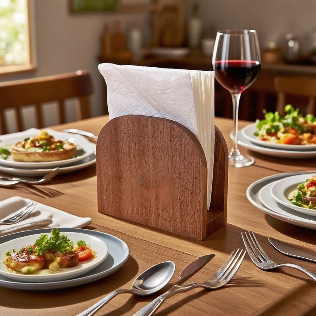 高級感立式實木餐巾紙收納架