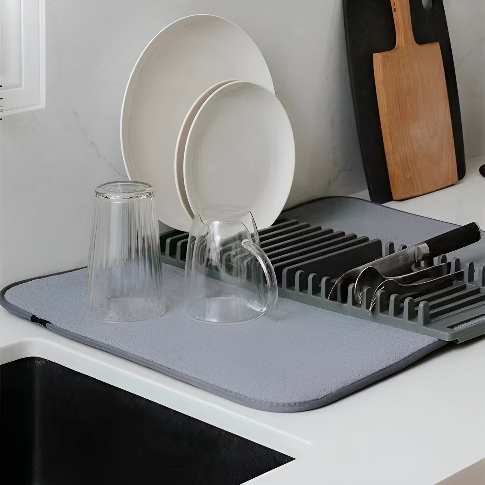 2in1キッチンラック 食器収納と排水機能付き