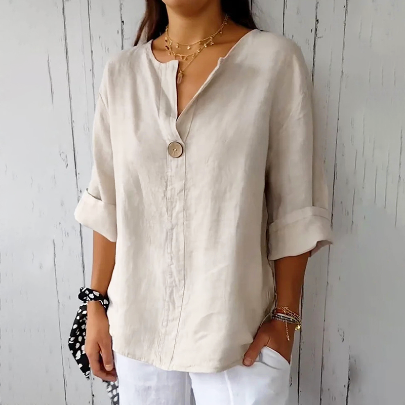 V-neck Cotton and Linen Comfortable Top