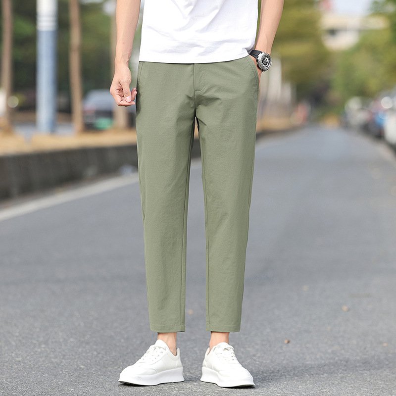 春夏新作スリムフィットストレッチ薄手カジュアルパンツ