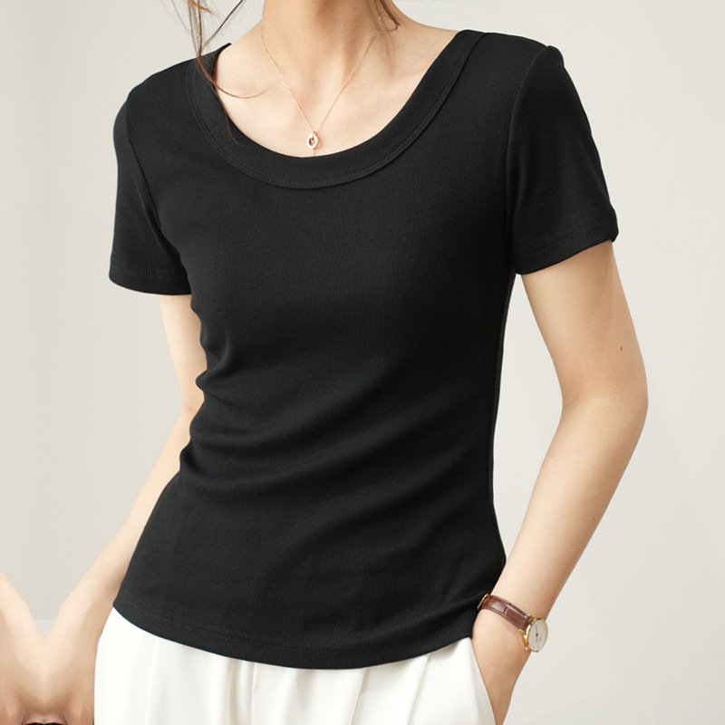 夏用木綿ねじ正肩半袖Tシャツ