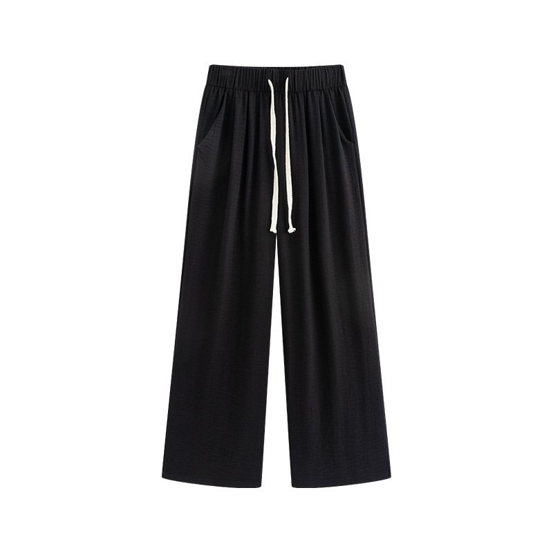 夏季ハイウエストリネンワイドパンツ