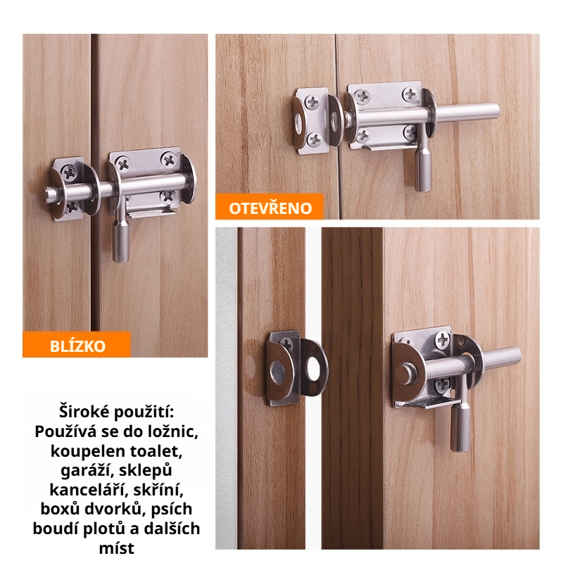 Bezpečnostní západka na dveře z kvalitní nerezové oceli