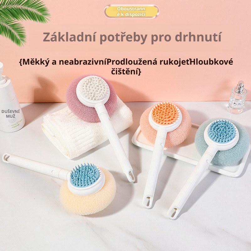 Měkký kartáč s dlouhou rukojetí na koupel, dvojí použití