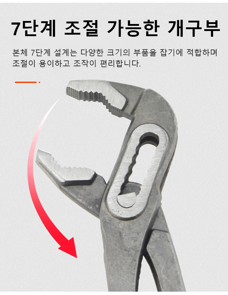 플라이어 렌치의 견고한 조절 부위