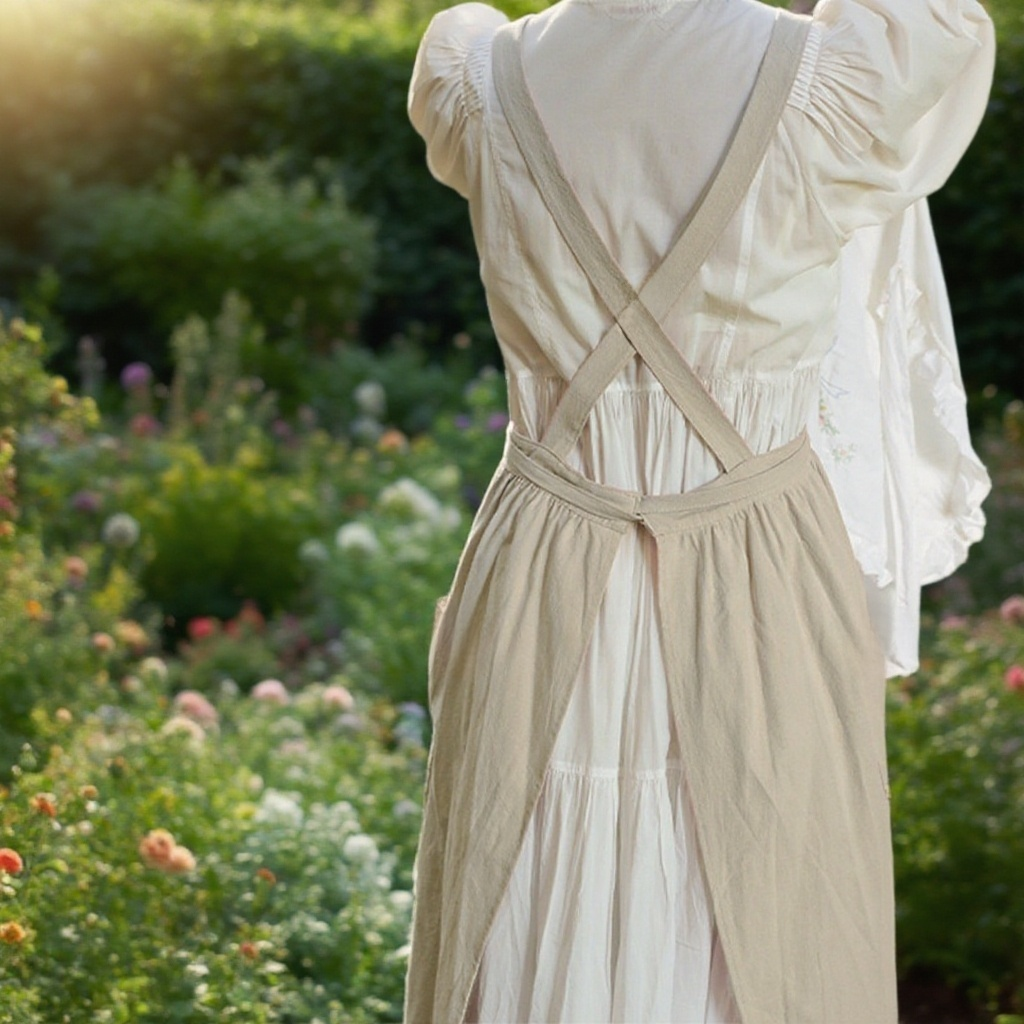 キッチンシンプルコットン通気エプロン