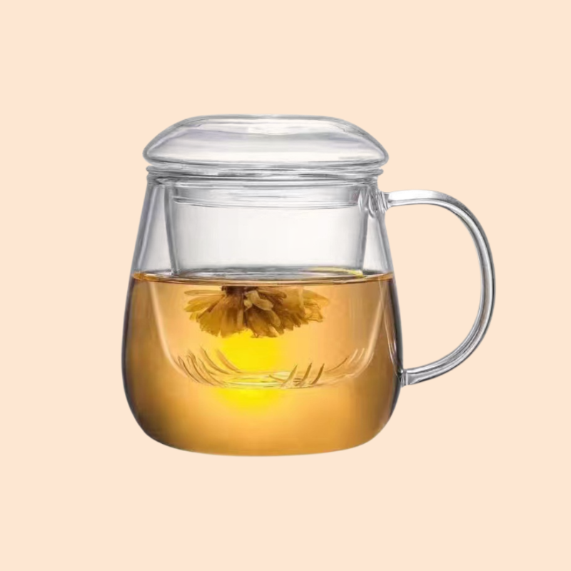 꽃 찻잔 유리 찻잔