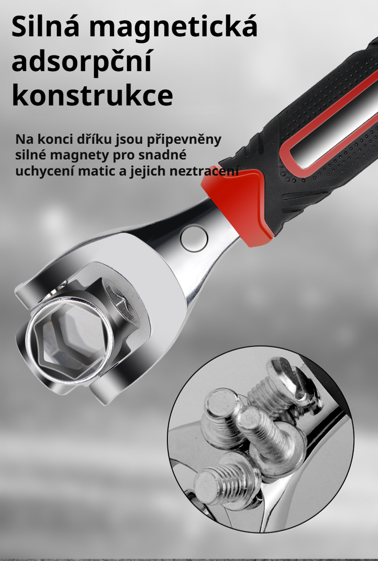 Univerzální klíč vhodný pro různé typy šroubů