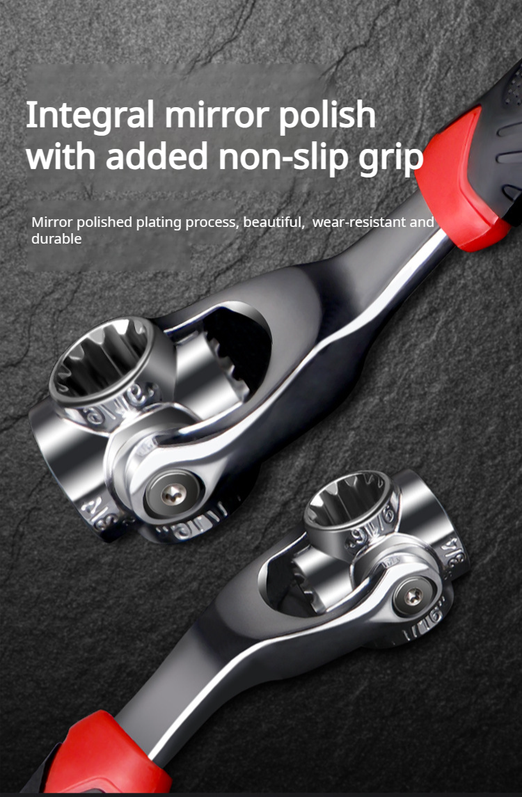 Adjustable socket wrench fitting various nuts and bolts