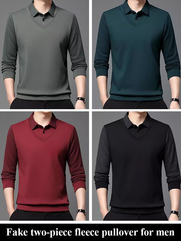 Business  fake  two-piece sports and casual padded top for men