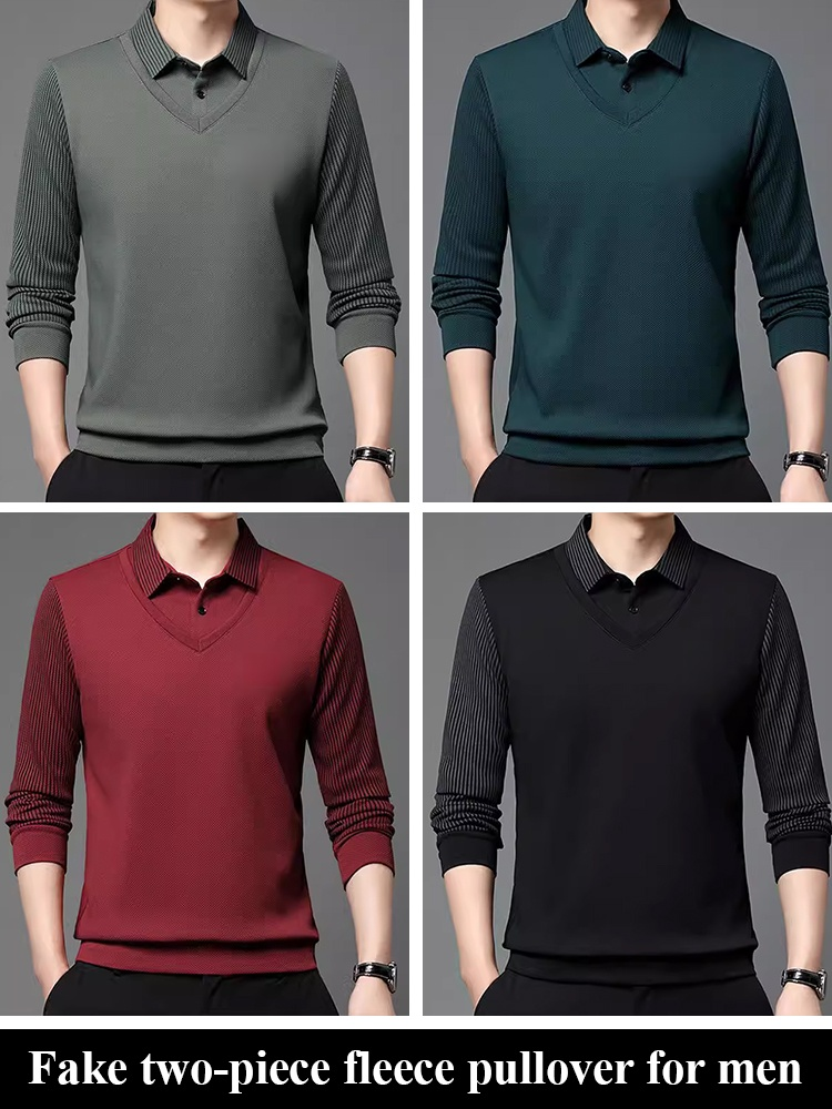 Business  fake  two-piece sports and casual padded top for men