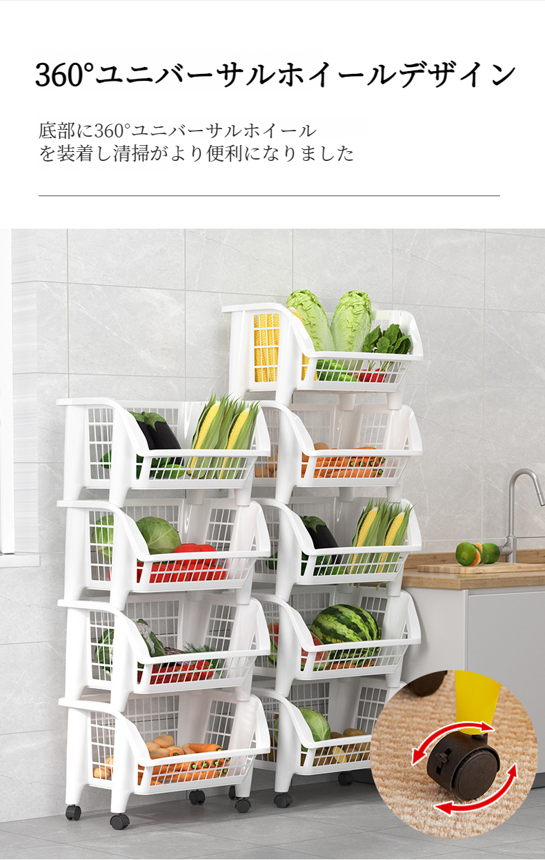 キッチンに置いた多機能トロリーのイメージ