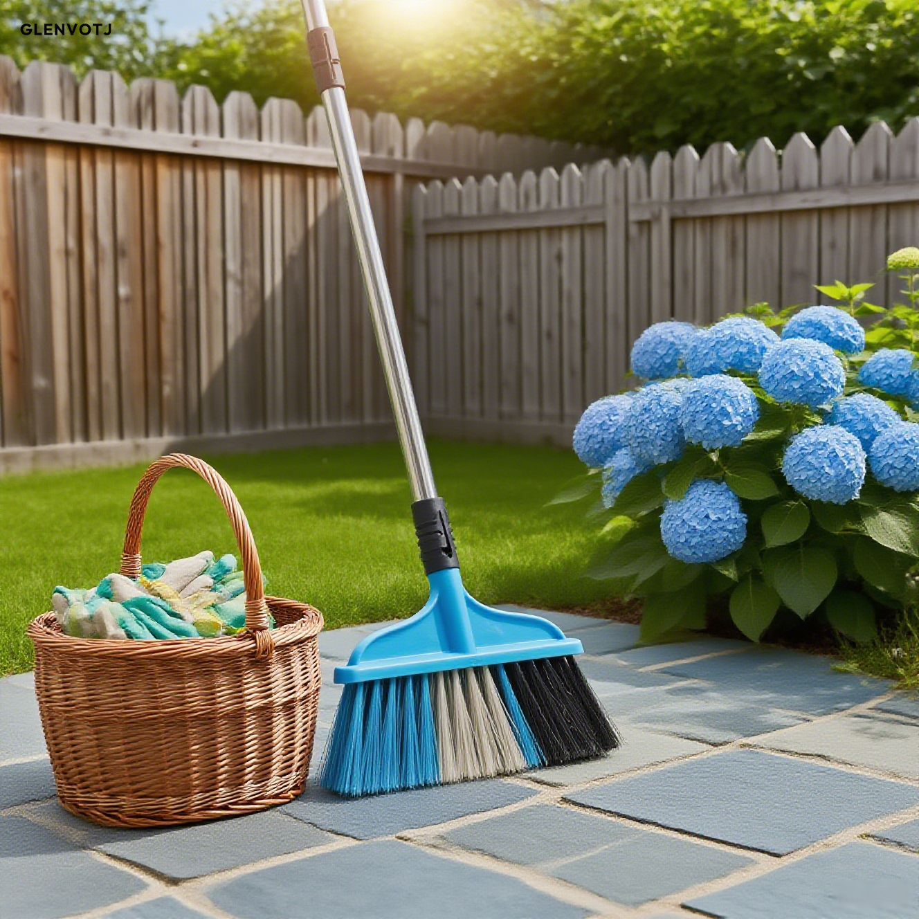 Módní tříbarevné koště