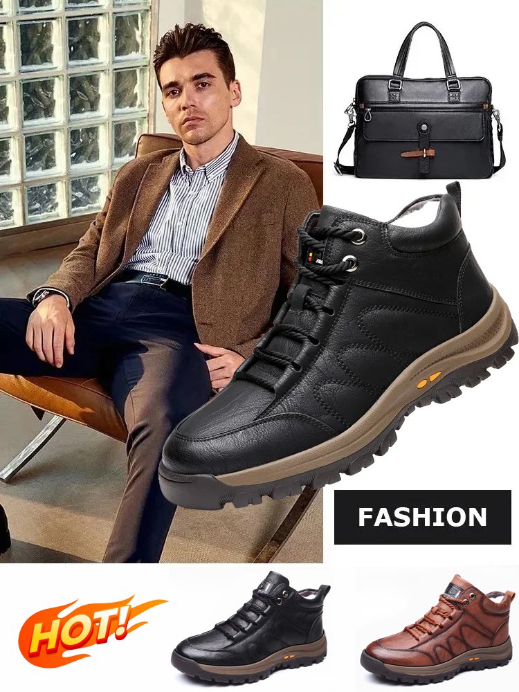メンズ裏起毛ハイカットレザーシューズ