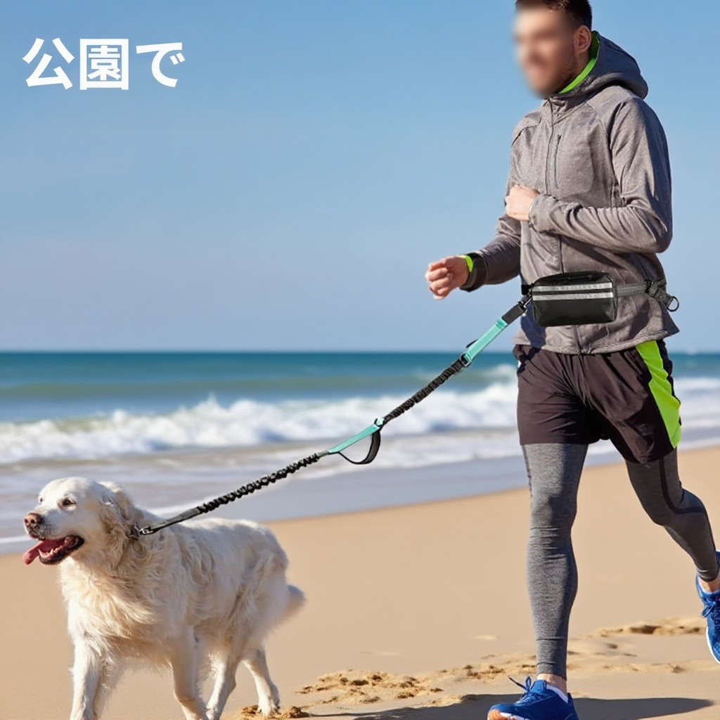 売れ筋のランニングリーシュ、ウエストバッグ付き、ハンズフリースポーツウォーキングリーシュ、犬用チェーン、反射式伸縮式犬用チェーン